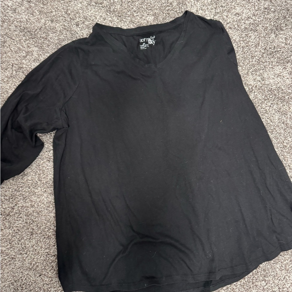 Terra & Sky Black 3/4 Sleeve T-Shirt